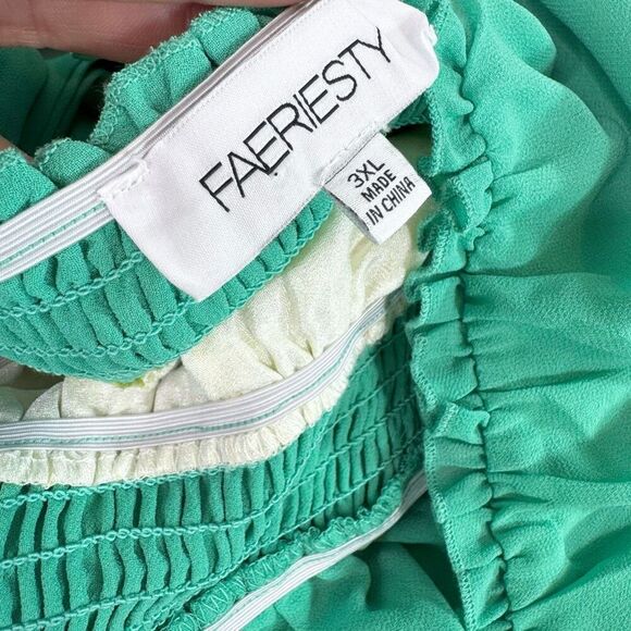 Faeriesty Maxi Dress Womens 3XL Rainbow Color Block Chiffon Layered Ruffle - Picture 5 of 10